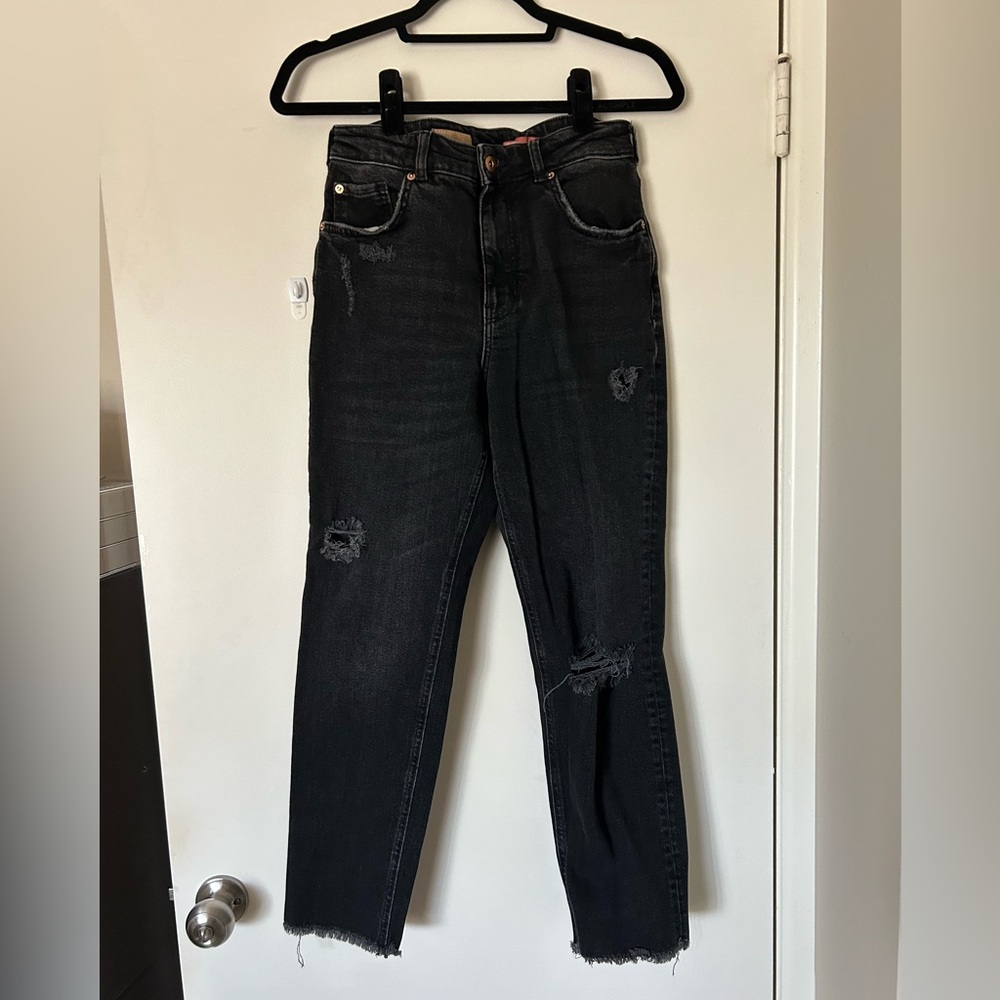 Pilcro High Rise Straight Leg Jeans - Washed Black